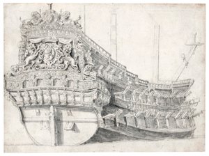 Retrato, de, um, navio guerra
